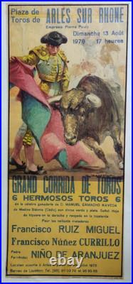 Affiche originale ancienne 1978 ARLES SUR RHONE Grande Corrida de Toros /RS267