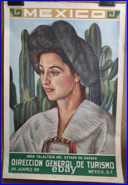 Affiche originale ancienne 1989 Mexico Direccion General de Turismo /RS344