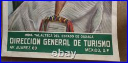 Affiche originale ancienne 1989 Mexico Direccion General de Turismo /RS344