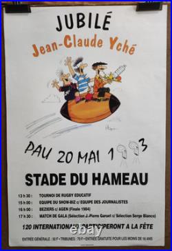 Affiche originale ancienne 1993 Rugby Jubilé Jean-Claude Yché /RS293
