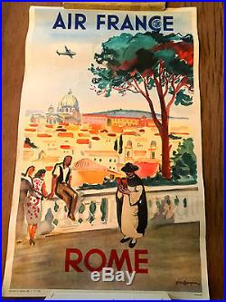 Affiche originale ancienne AIR FRANCE ROME 1949 HAVAS 408-P-9