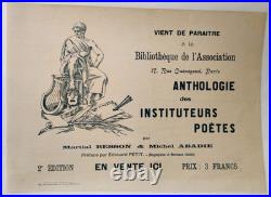 Affiche originale ancienne Anthologie des Instituteurs Poètes /RS248