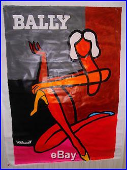 Affiche originale ancienne BALLY VILLEMOT -119 X 156 cm vintage femme