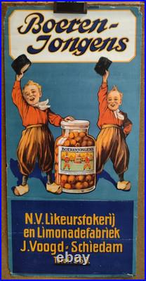 Affiche originale ancienne Boeren Jongens N. V. Likeurstokerij Hollande/RS402