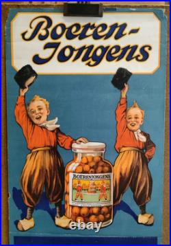Affiche originale ancienne Boeren Jongens N. V. Likeurstokerij Hollande/RS402