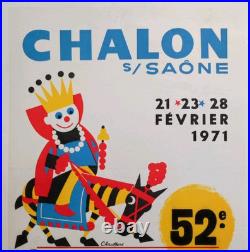Affiche originale ancienne CARNAVAL 1971 Chalon sur Saône /RS217