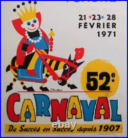 Affiche originale ancienne CARNAVAL 1971 Chalon sur Saône /RS217