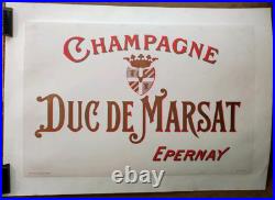 Affiche originale ancienne Champagne Duc de Marsat Epernay /RS310