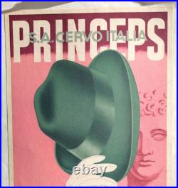 Affiche originale ancienne Chapeaux PRINCEPS S. A. CERVO Italia /RS65