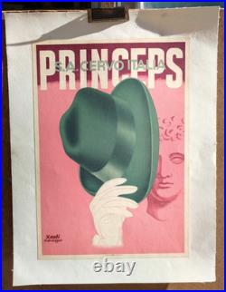 Affiche originale ancienne Chapeaux PRINCEPS S. A. CERVO Italia /RS65