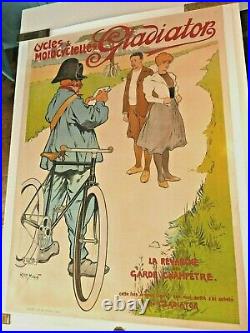 Affiche originale ancienne Cycles GLADIATOR
