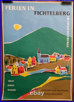Affiche originale ancienne Ferien in Fichtelberg /RS385