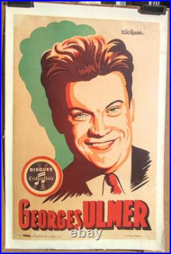 Affiche originale ancienne Georges Ulmer disques Columbia /RS85