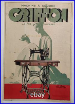 Affiche originale ancienne Griffon machine à coudre /RS432