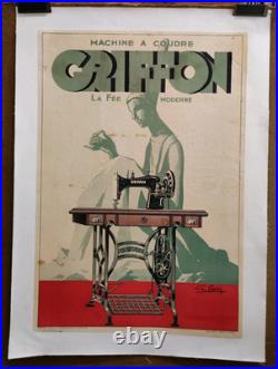 Affiche originale ancienne Griffon machine à coudre /RS432