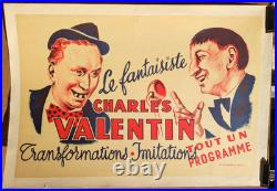 Affiche originale ancienne Le fantaisiste Charles Valentin /RS111