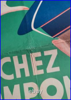 Affiche originale ancienne Loterie Nationale 1949 Touchez le pompon de la Marine