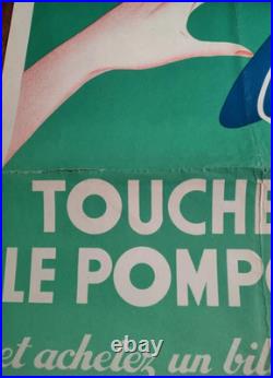 Affiche originale ancienne Loterie Nationale 1949 Touchez le pompon de la Marine