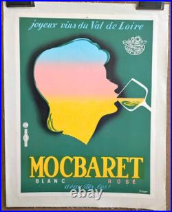 Affiche originale ancienne Mocbaret joyeux vins du Val de Marne /RS363