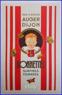 Affiche originale ancienne Nonnettes pain d'épices Auger Dijon /RS390