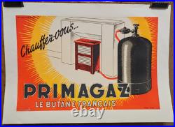 Affiche originale ancienne PRIMAGAZ Le Butane Français /RS186