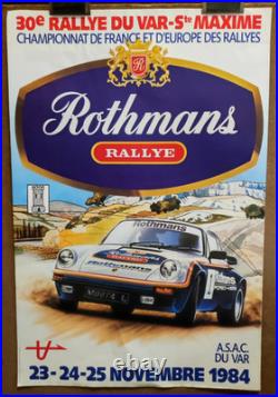 Affiche originale ancienne Porche 1984 Rothmans Rallye Ste-Maxime /RS481