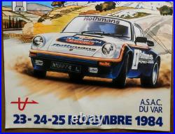 Affiche originale ancienne Porche 1984 Rothmans Rallye Ste-Maxime /RS481