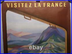 Affiche originale ancienne SNCF chemin de fer tourisme Vosges 1954