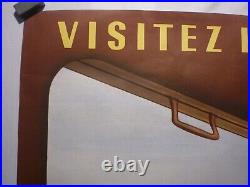 Affiche originale ancienne SNCF chemin de fer tourisme Vosges 1954