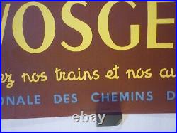 Affiche originale ancienne SNCF chemin de fer tourisme Vosges 1954