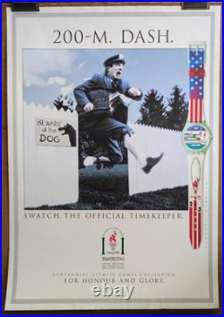 Affiche originale ancienne Swatch. The Official Timekeeper J. O. 1996 /RS301