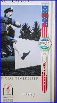 Affiche originale ancienne Swatch. The Official Timekeeper J. O. 1996 /RS301