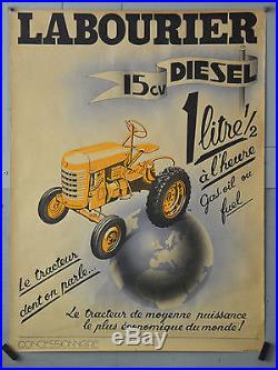Affiche originale ancienne Tracteur LABOURIER