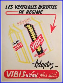 Affiche originale ancienne Vibis les véritables biscottes de régime /RS454
