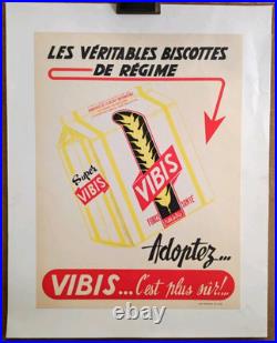 Affiche originale ancienne Vibis les véritables biscottes de régime /RS454