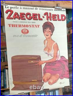 Affiche originale ancienne ZAEGEL HELD par BRENOT PIN UP