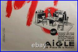 Affiche originale ancienne années 30 Help ameublement /RS348
