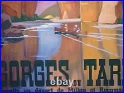 Affiche originale ancienne chemin de fer gorges du Tarn Millau Rocamadour 1937