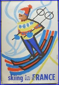 Affiche originale ancienne collection ski chalet sports d'hiver Alpes 1959