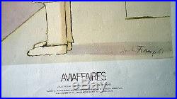 Affiche originale ancienne de 1973 AVIAFFAIRES Par André FRANCOIS