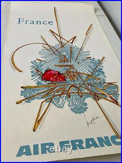 Affiche originale ancienne de Georges Mathieu Air France France 1967
