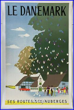 Affiche originale ancienne de tourisme Danemark de Viggo Vagnby 1958