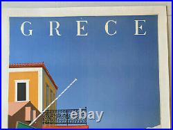 Affiche originale ancienne de tourisme Grèce Hydra Yiannis Moralis 1950