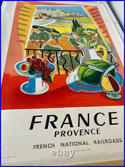 Affiche originale ancienne de tourisme SNCF, France, Provence Jal 1952