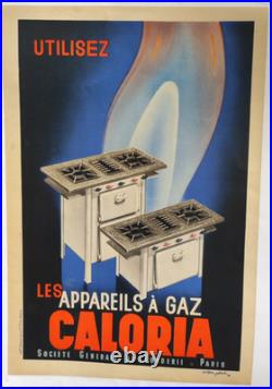 Affiche originale ancienne les appareils à gaz CALORIA /RS183