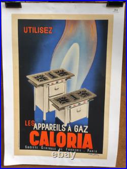 Affiche originale ancienne les appareils à gaz CALORIA /RS183