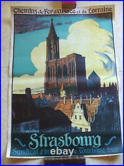 Affiche originale de 1924 alsace chemins de fer strasbourg allenbach