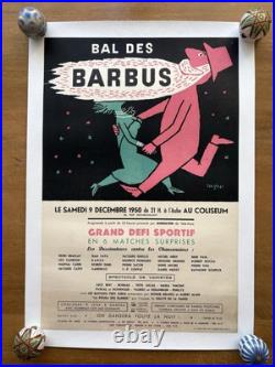Affiche originale entoilée Bal des barbus Savignac 1950