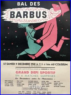 Affiche originale entoilée Bal des barbus Savignac 1950