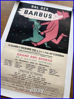 Affiche originale entoilée Bal des barbus Savignac 1950